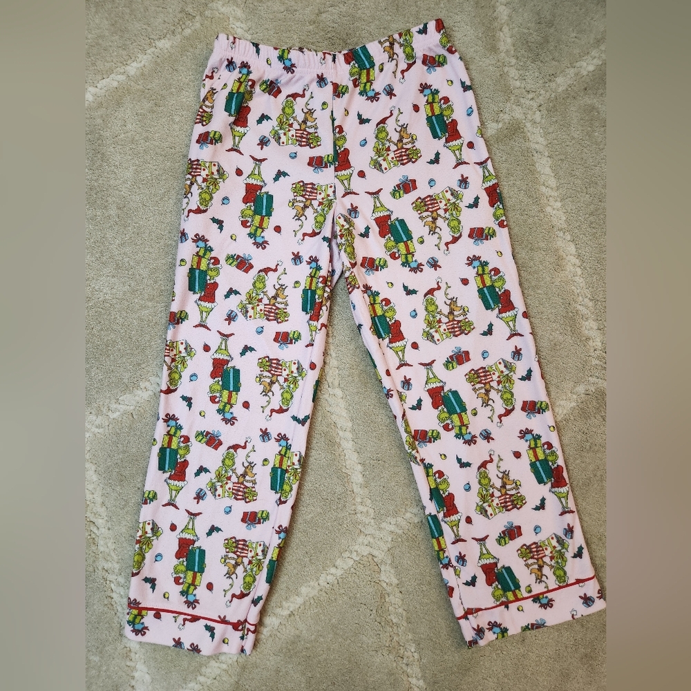 Girls Pink The Grinch Holiday Print Pajama Pants M 7/8